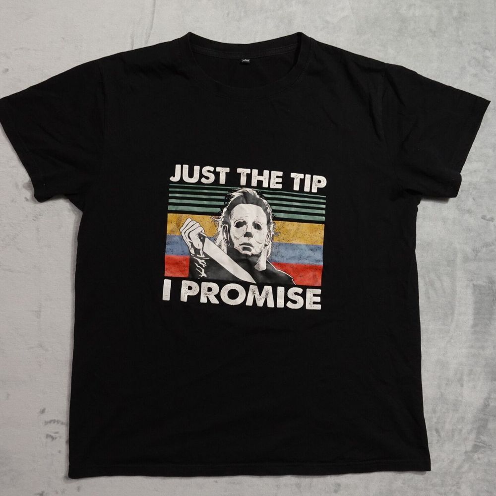 Halloween II Michael Myers T‎ Shirt Mens Large Just The Tip I Promise Funny Joke